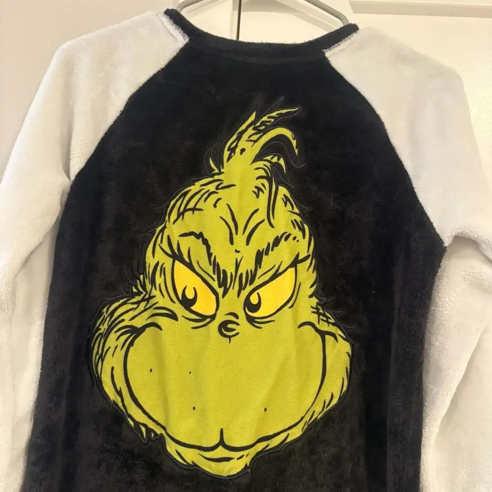 The Grinch x Justice Juniors L 12/14 One Piece Fleece Zip Pajamas Christmas